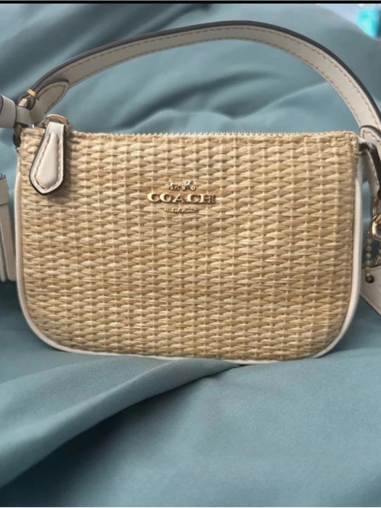 Coach Handbags - Coach Nolita 15 Straw Woven Mini Bag in Natural and White with Gold Hardware